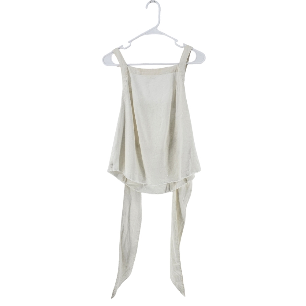 BP Women's Linen Blend Tie Front Tank Top - S - Picture 2 of 7